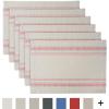 imageDII French Stripe Tabletop Collection Farmhouse Style Dining Table Linen Placemat Set 13x19 Blue Chambray 6 PieceTaupeRed