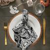 imageDII Halloween Party Tabletop Decor Reusable ampamp Machine Washable Cotton Fabric Napkin Set 20x20 Black Skull Damask 6 PieceBlack Skull Damask