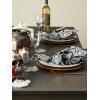 imageDII Halloween Party Tabletop Decor Reusable ampamp Machine Washable Cotton Fabric Napkin Set 20x20 Black Skull Damask 6 PieceBlack Skull Damask