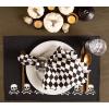 imageDII Halloween Party Tabletop Decor Reusable ampamp Machine Washable Cotton Fabric Napkin Set 20x20 Black Skull Damask 6 PieceSkull  Bones
