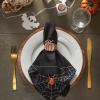 imageDII Halloween Party Tabletop Decor Reusable ampamp Machine Washable Cotton Fabric Napkin Set 20x20 Black Skull Damask 6 PieceSpooky Spider Web