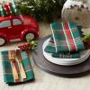 imageDII Holiday Kitchen and Table Dcor Christmas Cloth Square Napkin Set Dark Green Plaid 6 CountDark Green Plaid