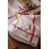 imageDII Holiday Kitchen and Table Dcor Christmas Cloth Square Napkin Set Dark Green Plaid 6 CountWhite With Red Border  Embroidered Holly Leaves
