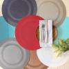 imageDII PVC Tabletop Collection Woven IndoorOutdoor Round Placemat Set 1375quot Nautical Blue 6 PieceAqua