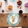 imageDII PVC Tabletop Collection Woven IndoorOutdoor Round Placemat Set 1375quot Nautical Blue 6 PieceAqua