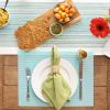 imageDII PVC Tabletop Collection Woven IndoorOutdoor Round Placemat Set 1375quot Nautical Blue 6 PieceAqua