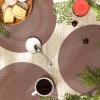 imageDII PVC Tabletop Collection Woven IndoorOutdoor Round Placemat Set 1375quot Nautical Blue 6 PieceCinnamon
