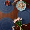 imageDII PVC Tabletop Collection Woven IndoorOutdoor Round Placemat Set 1375quot Nautical Blue 6 PieceNautical Blue