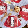 imageDII PVC Tabletop Collection Woven IndoorOutdoor Round Placemat Set 1375quot Nautical Blue 6 PieceTango Red
