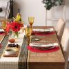 imageDII PVC Tabletop Collection Woven IndoorOutdoor Round Placemat Set 1375quot Nautical Blue 6 PieceTango Red