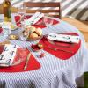 imageDII PVC Tabletop Collection Woven IndoorOutdoor Round Placemat Set 1375quot Nautical Blue 6 PieceTango Red
