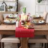imageDII PVC Tabletop Collection Woven IndoorOutdoor Round Placemat Set 1375quot Nautical Blue 6 PieceTango Red