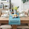 imageDII PVC Tabletop Collection Woven IndoorOutdoor Round Placemat Set 1375quot Nautical Blue 6 PieceTeal