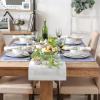 imageDII PVC Tabletop Collection Woven IndoorOutdoor Round Placemat Set 1375quot Nautical Blue 6 PieceWhite