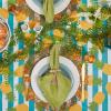 imageDII Spanish Tile Print Collection Vinyl MultiUse Flannel Backed Tablecloth Rectangle 60x84 Spanish TilePineapple