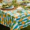 imageDII Spanish Tile Print Collection Vinyl MultiUse Flannel Backed Tablecloth Rectangle 60x84 Spanish TilePineapple