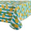 imageDII Spanish Tile Print Collection Vinyl MultiUse Flannel Backed Tablecloth Rectangle 60x84 Spanish TilePineapple