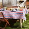 imageDII Spanish Tile Print Collection Vinyl MultiUse Flannel Backed Tablecloth Rectangle 60x84 Spanish TileRed  White   Blue Check