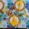 imageDII Spanish Tile Print Collection Vinyl MultiUse Flannel Backed Tablecloth Rectangle 60x84 Spanish TileTropical Bahama