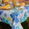 imageDII Spanish Tile Print Collection Vinyl MultiUse Flannel Backed Tablecloth Rectangle 60x84 Spanish TileTropical Bahama