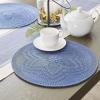 imageDII Woven Collection Round Braided Floral Placemat Set 15quot Stone 6 PieceFrench Blue