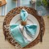 imageDII Woven Kitchen Collection Round Placemat Set 15quot Round Natural Fringe 6 PieceNatural Dahlia