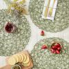 imageDII Woven Paper Tabletop Collection Holiday or Event Dcor Reversible Round Placemat Set 15quot Dia Taupe 6 PieceArtichoke Green