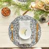 imageDII Woven Paper Tabletop Collection Holiday or Event Dcor Reversible Round Placemat Set 15quot Dia Taupe 6 PieceFrench Blue