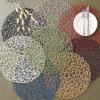 imageDII Woven Paper Tabletop Collection Holiday or Event Dcor Reversible Round Placemat Set 15quot Dia Taupe 6 PieceFrench Blue