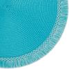 imageDII Woven Placemat Collection Round 1475quot Diameter Storm Blue Fringe 6 PieceAqua Fringe