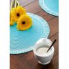 imageDII Woven Placemat Collection Round 1475quot Diameter Storm Blue Fringe 6 PieceAqua Fringe
