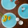 imageDII Woven Placemat Collection Round 1475quot Diameter Storm Blue Fringe 6 PieceAqua Fringe