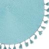 imageDII Woven Placemat Collection Round 1475quot Diameter Storm Blue Fringe 6 PieceAqua Tassel