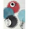 imageDII Woven Placemat Collection Round 1475quot Diameter Storm Blue Fringe 6 PieceAqua Tassel