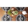 imageDII Woven Placemat Collection Round 1475quot Diameter Storm Blue Fringe 6 PieceBlack Fringe