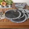 imageDII Woven Placemat Collection Round 1475quot Diameter Storm Blue Fringe 6 PieceBlack Fringe