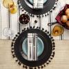 imageDII Woven Placemat Collection Round 1475quot Diameter Storm Blue Fringe 6 PieceBlack Tassel