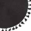 imageDII Woven Placemat Collection Round 1475quot Diameter Storm Blue Fringe 6 PieceBlack Tassel