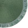 imageDII Woven Placemat Collection Round 1475quot Diameter Storm Blue Fringe 6 PieceDark Green Fringe