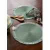 imageDII Woven Placemat Collection Round 1475quot Diameter Storm Blue Fringe 6 PieceDark Green Fringe
