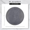 imageDII Woven Placemat Collection Round 1475quot Diameter Storm Blue Fringe 6 PieceDark Green Fringe