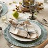 imageDII Woven Placemat Collection Round 1475quot Diameter Storm Blue Fringe 6 PieceDark Green Fringe