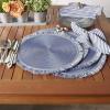 imageDII Woven Placemat Collection Round 1475quot Diameter Storm Blue Fringe 6 PieceNautical Blue Fringe