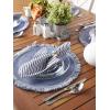 imageDII Woven Placemat Collection Round 1475quot Diameter Storm Blue Fringe 6 PieceNautical Blue Fringe