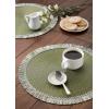 imageDII Woven Placemat Collection Round 1475quot Diameter Storm Blue Fringe 6 PieceSage Fringe