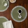 imageDII Woven Placemat Collection Round 1475quot Diameter Storm Blue Fringe 6 PieceSage Fringe
