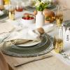 imageDII Woven Placemat Collection Round 1475quot Diameter Storm Blue Fringe 6 PieceSage Fringe