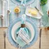 imageDII Woven Placemat Collection Round 1475quot Diameter Storm Blue Fringe 6 PieceStorm Blue Fringe