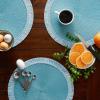 imageDII Woven Placemat Collection Round 1475quot Diameter Storm Blue Fringe 6 PieceStorm Blue Fringe
