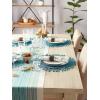 imageDII Woven Placemat Collection Round 1475quot Diameter Storm Blue Fringe 6 PieceTeal Tassel